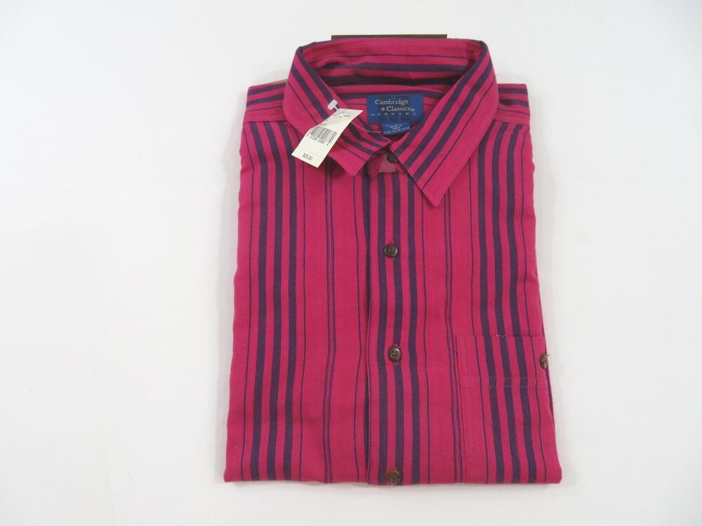 New Cambridge Classics Mervyns Cotton Button Down Shirt Striped Sz L 1990s